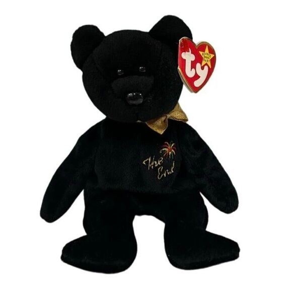 Lot Of 2 TY Beanie Babies Black White Fortune & Black End Plushy Stuffed Animal - Picture 3 of 10